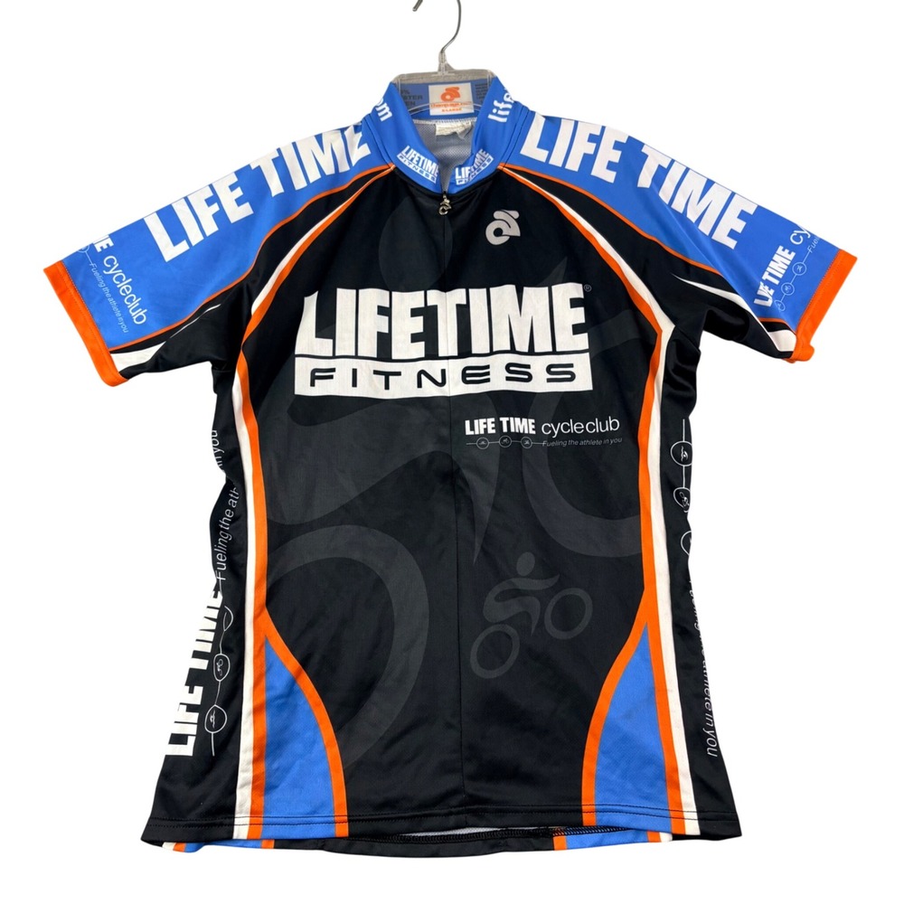 Life Time Fitness Womens XL Black Champ-Sys Cycling Jersey Full Zip Bike Cycle